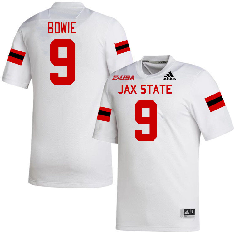 #9 Jarod Bowie Jacksonville State Gamecocks College Football Jerseys Stitched-White